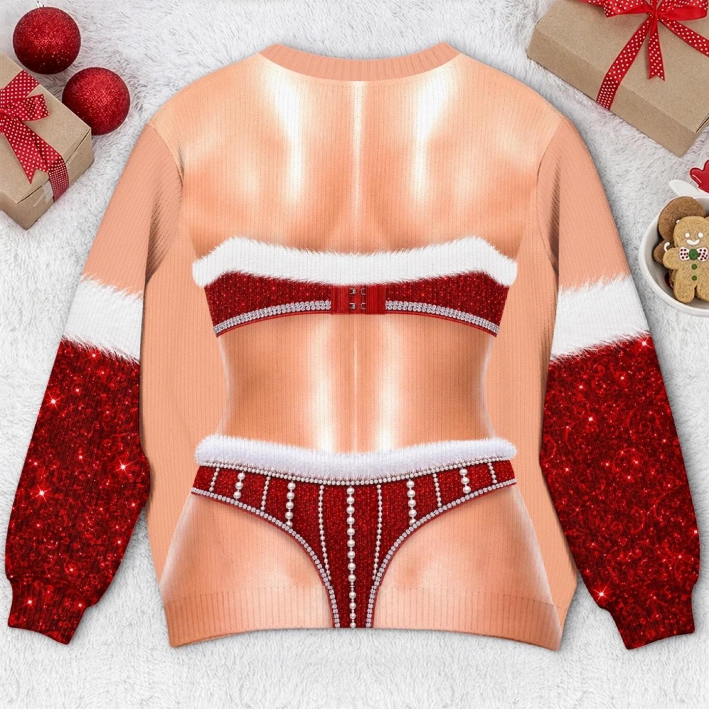 Aangepaste Grappige Lelijke Trui - Gepersonaliseerde Kerstverjaardagscadeaus Voor Man, Zoon, Kleinzoon, Broer, Opa, Vader, Jezelf - Santa Abs Vandaag Op Volledig Scherm - SokkenFoto