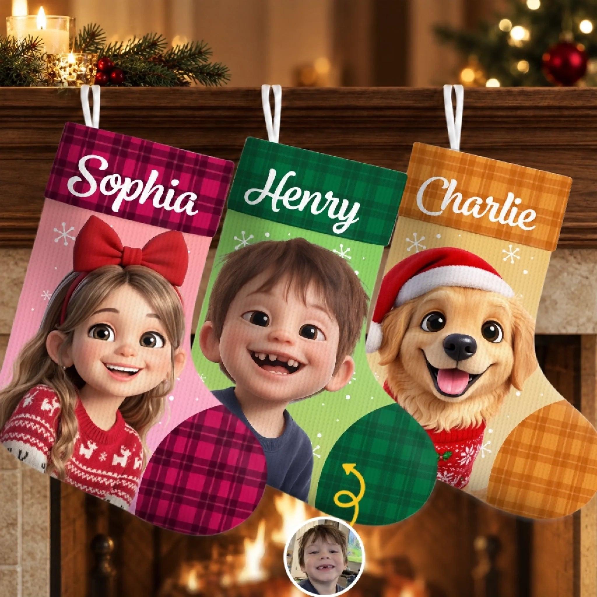 Aangepaste Kerstsok - Gepersonaliseerde Kerstverjaardagscadeaus Voor Kinderen - Gelukkige Harten Vol Vreugde