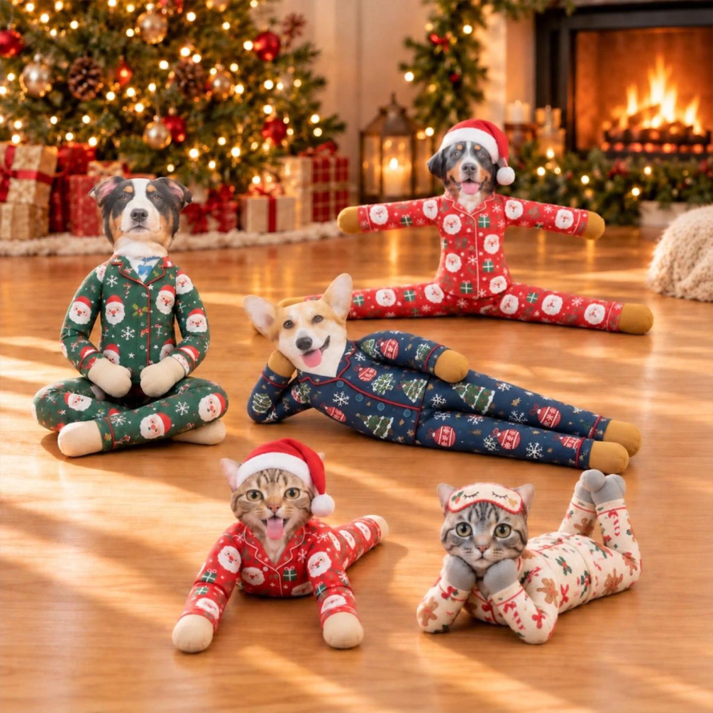 Aangepaste Grappige Huisdier Foto Kerst Pluche Pop Cadeaus Voor Dierenliefhebbers • My Merry Pup - Gepersonaliseerde Poseable Pluche Pop - SokkenFoto