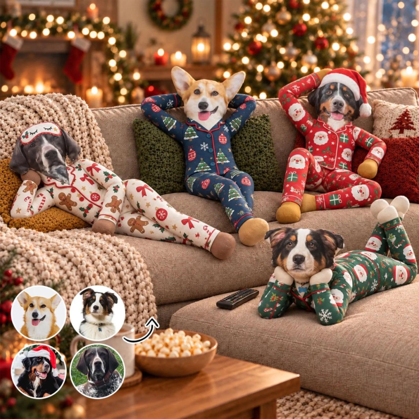 Aangepaste Grappige Huisdier Foto Kerst Pluche Pop Cadeaus Voor Dierenliefhebbers • My Merry Pup - Gepersonaliseerde Poseable Pluche Pop - SokkenFoto
