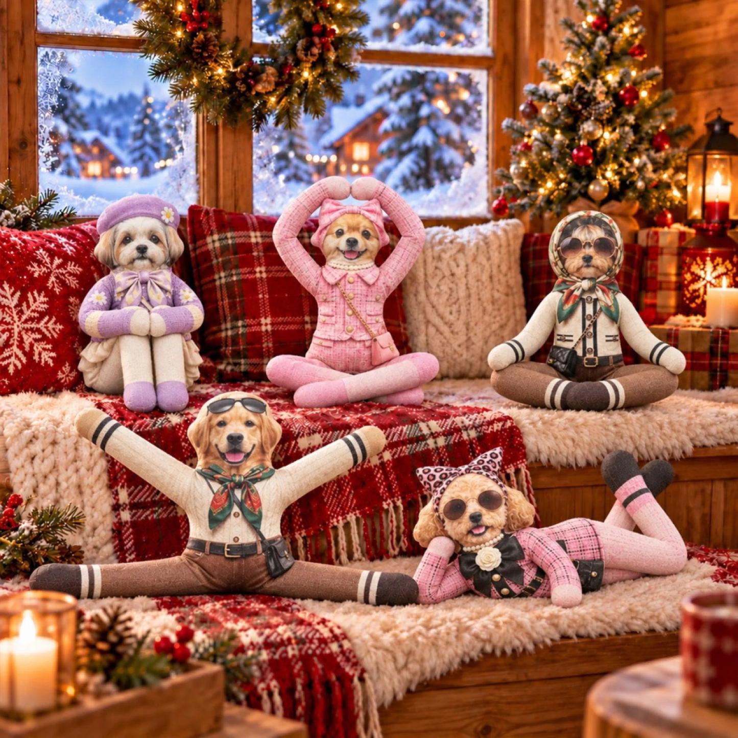 Aangepaste Grappige Huisdier Foto Kerst Pluche Pop Cadeaus Voor Dierenliefhebbers • My Merry Pup - Gepersonaliseerde Poseable Pluche Pop - SokkenFoto