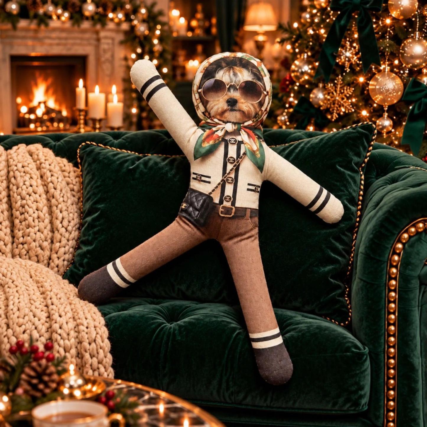 Aangepaste Grappige Huisdier Foto Kerst Pluche Pop Cadeaus Voor Dierenliefhebbers • My Merry Pup - Gepersonaliseerde Poseable Pluche Pop - SokkenFoto