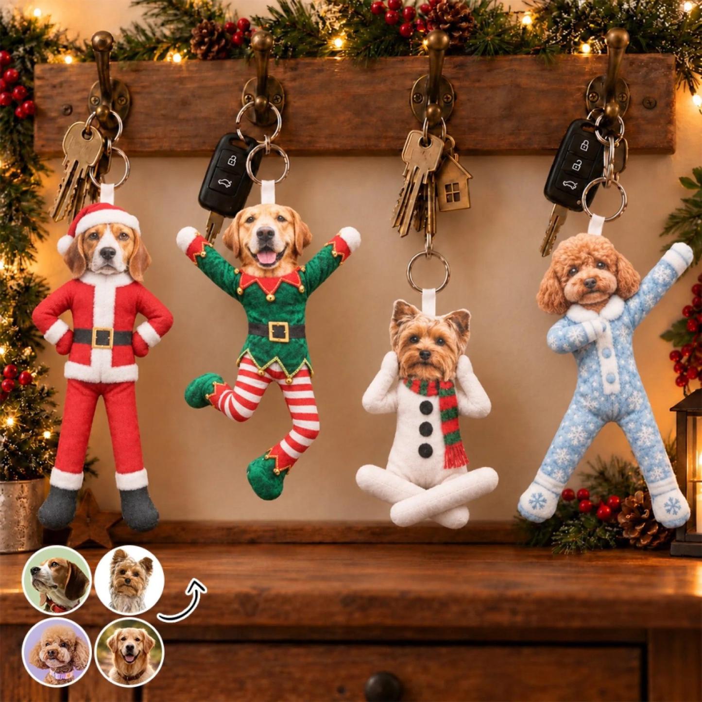 Aangepaste Grappige Huisdier Foto Kerst Pluche Pop Cadeaus Voor Dierenliefhebbers • My Merry Pup - Gepersonaliseerde Poseable Pluche Pop - SokkenFoto