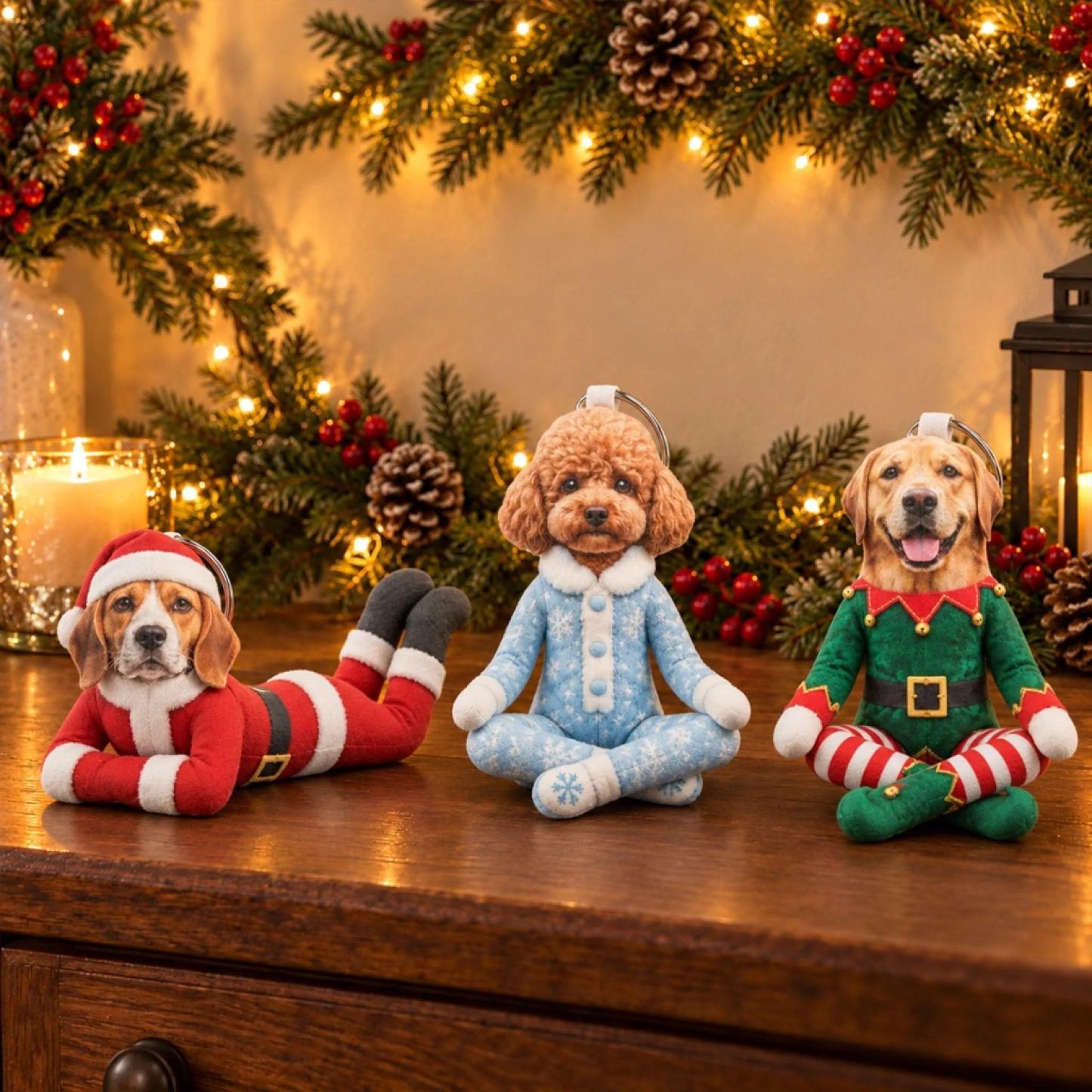 Aangepaste Grappige Huisdier Foto Kerst Pluche Pop Cadeaus Voor Dierenliefhebbers • My Merry Pup - Gepersonaliseerde Poseable Pluche Pop - SokkenFoto