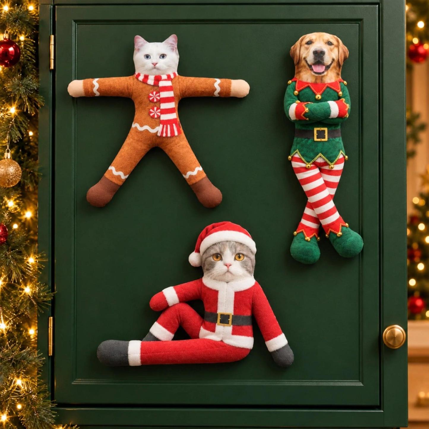 Aangepaste Grappige Huisdier Foto Kerst Pluche Pop Cadeaus Voor Dierenliefhebbers • My Merry Pup - Gepersonaliseerde Poseable Pluche Pop - SokkenFoto