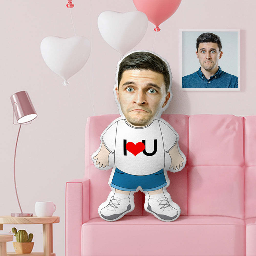 Gezichtskussen I Love U Kussen Op Maat Gemaakt Gezichtskussen Gepersonaliseerde Fotokussen Op Maat Gemaakt Minime-kussen - SokkenFoto