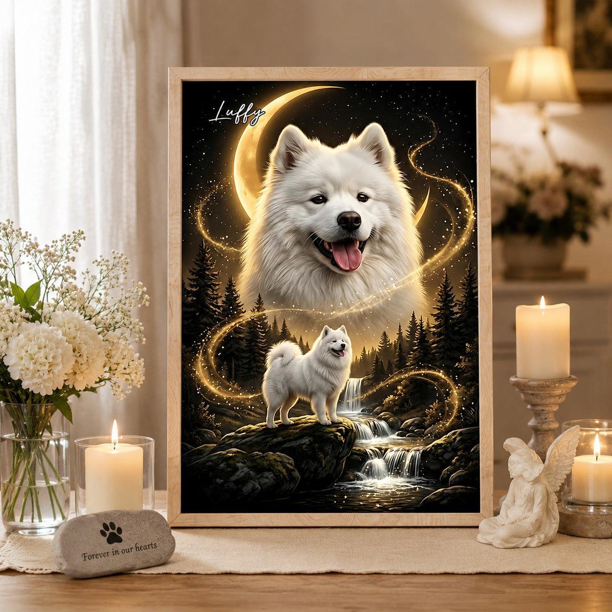 Hond Die Naar De Maan Huilt - Gepersonaliseerde Poster - Cadeau Voor Honden- En Kattenliefhebbers, Herdenkingscadeau Voor Huisdieren - SokkenFoto