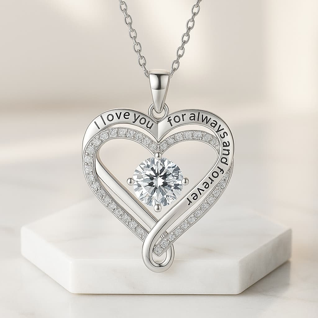 'voor Mijn Liefste' Hartvormige Ketting Met De Tekst 'voor Altijd En Eeuwig' - Liefdescadeau Voor Vrouw, Jubileum- En Verjaardagssieraad - SokkenFoto