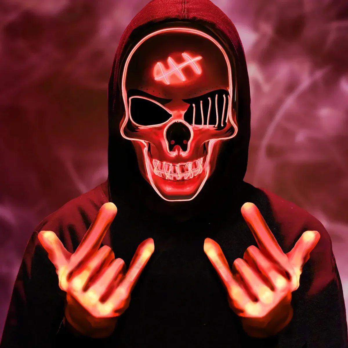 Halloween LED-masker – Spooky Skull - SokkenFoto