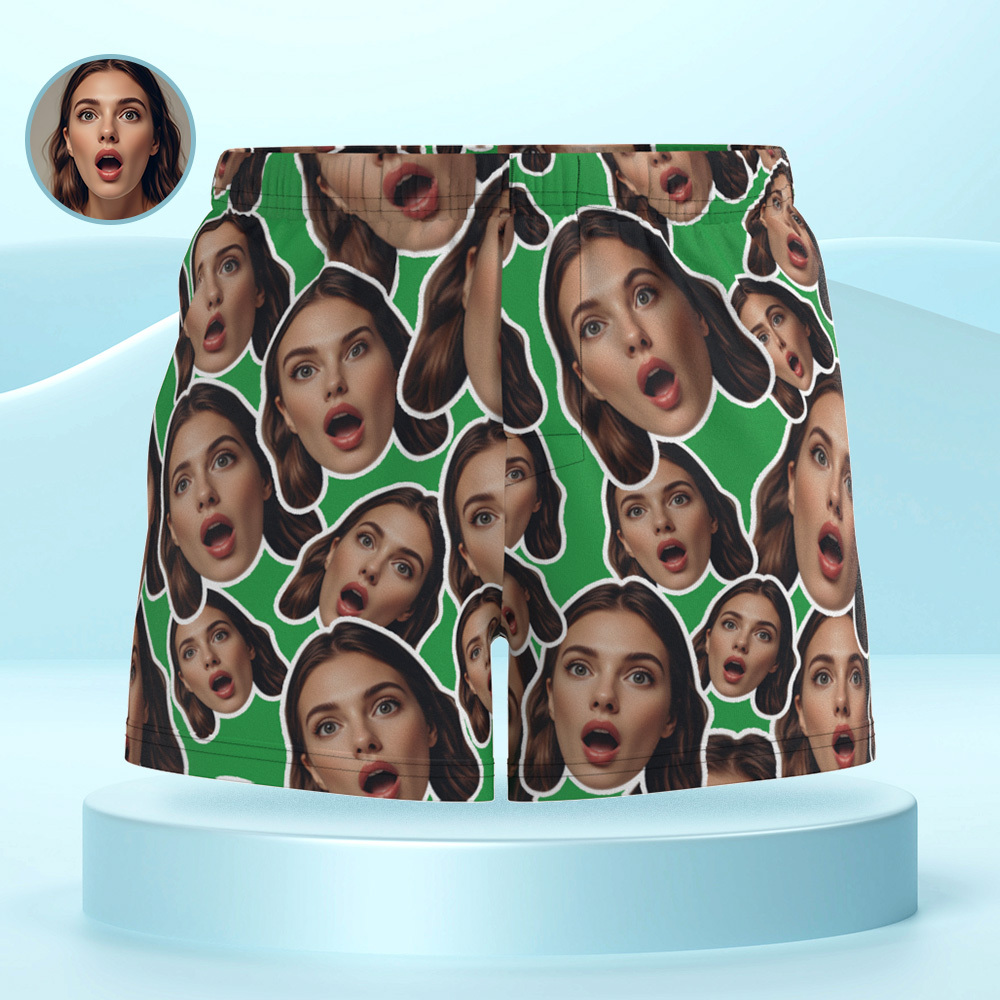 Aangepaste Face Mash Blue Boxershorts Gepersonaliseerde Tailleband Casual Ondergoed Valentijn Voor Hem - SokkenFoto