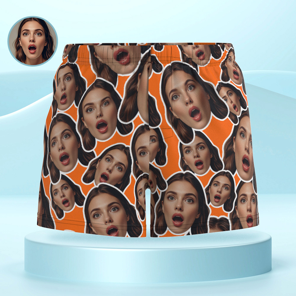 Aangepaste Face Mash Blue Boxershorts Gepersonaliseerde Tailleband Casual Ondergoed Valentijn Voor Hem - SokkenFoto