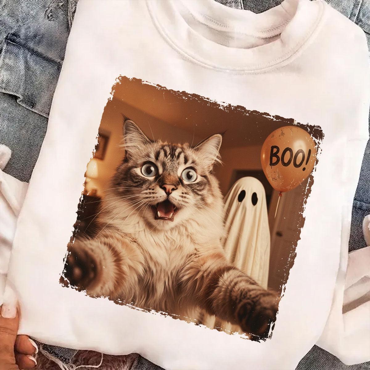 Gepersonaliseerde Halloween-shirt Met Foto Van Hond Of Kat - Trendy Vintage Griezelshirt Voor Huisdierliefhebbers - SokkenFoto