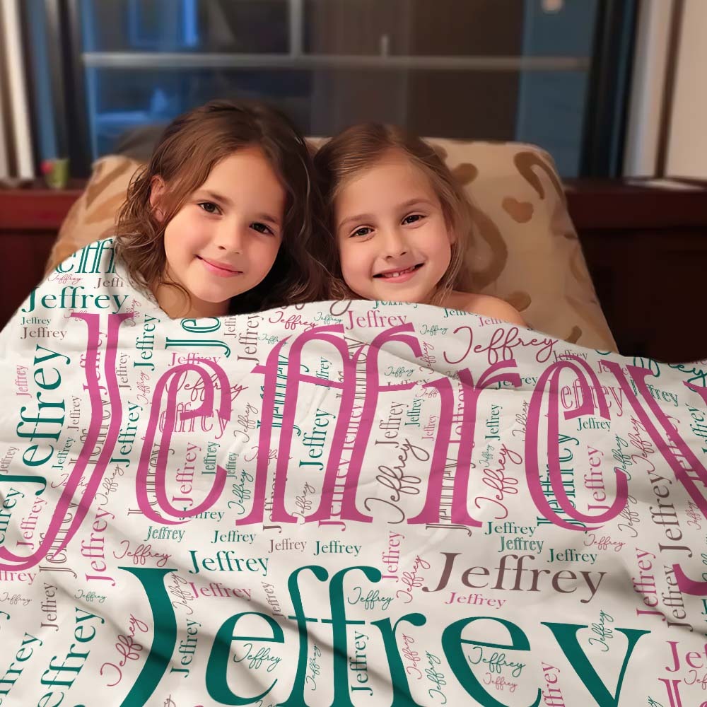 Aangepaste Naam Familie Deken Gepersonaliseerde Word Cloud Art Design Deken Cadeau Voor Familie - SokkenFoto