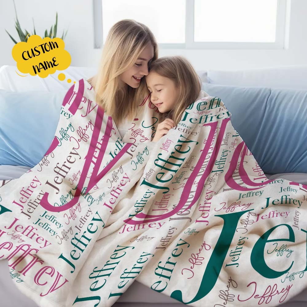 Aangepaste Naam Familie Deken Gepersonaliseerde Word Cloud Art Design Deken Cadeau Voor Familie - SokkenFoto