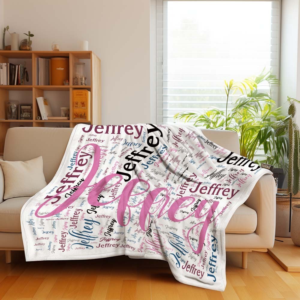 Aangepaste Naam Familie Deken Gepersonaliseerde Word Cloud Art Design Deken Cadeau Voor Familie - SokkenFoto