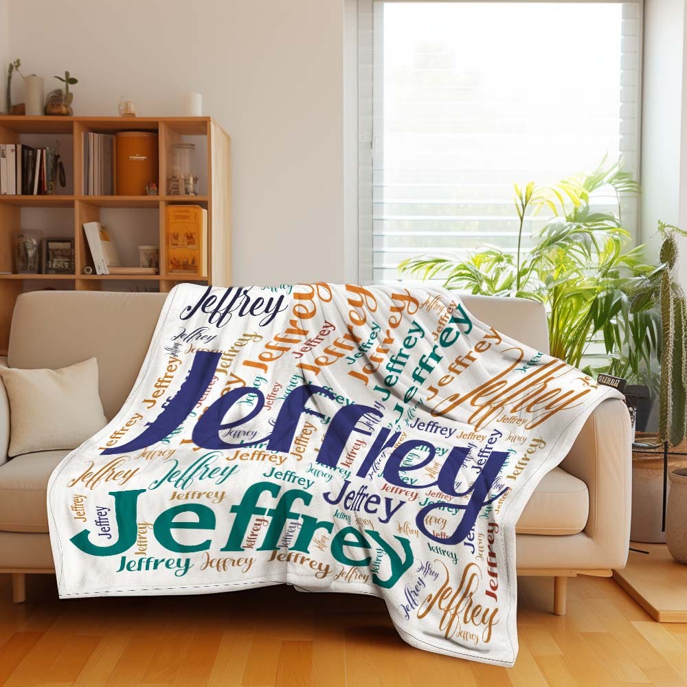 Aangepaste Naam Familie Deken Gepersonaliseerde Word Cloud Art Design Deken Cadeau Voor Familie - SokkenFoto