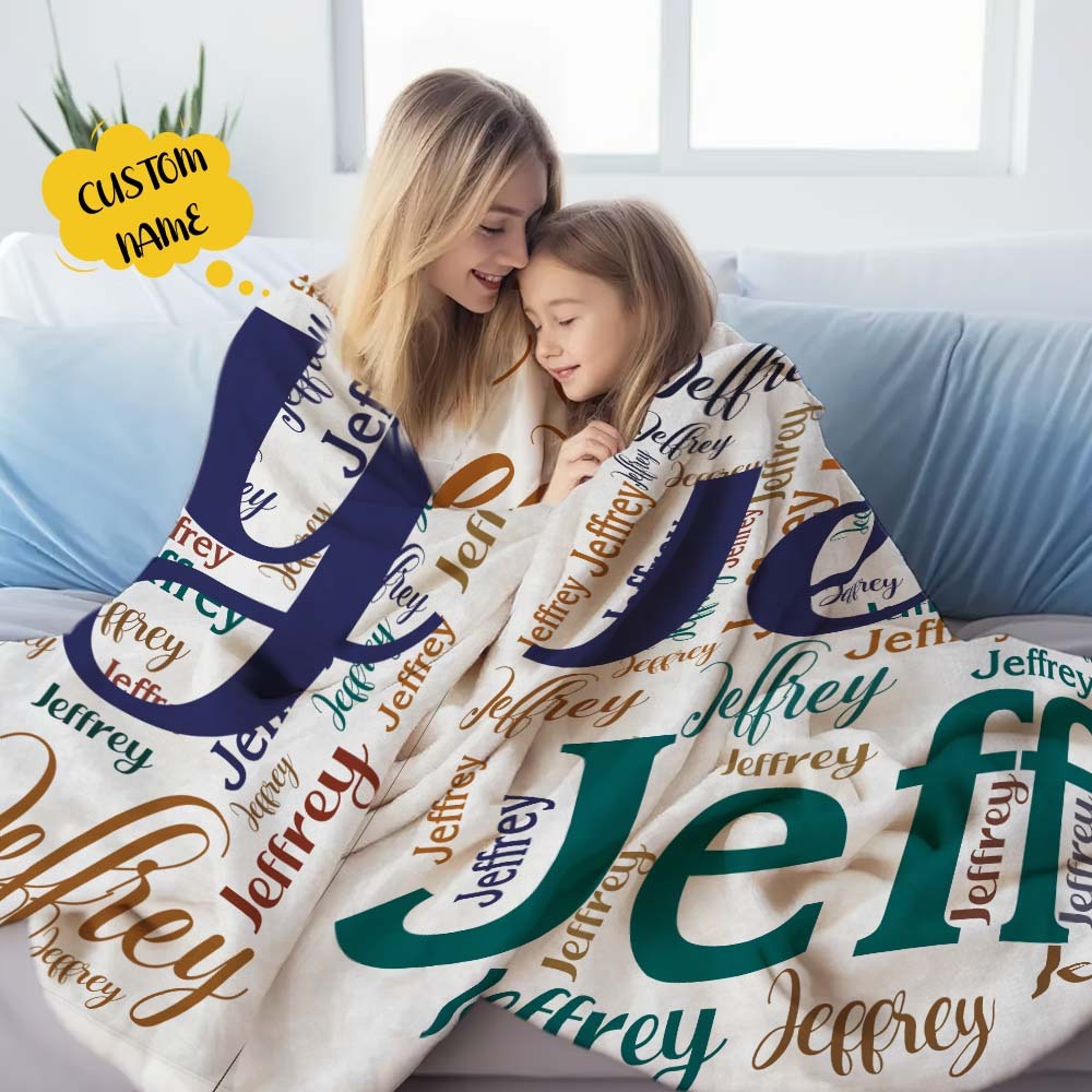 Aangepaste Naam Familie Deken Gepersonaliseerde Word Cloud Art Design Deken Cadeau Voor Familie - SokkenFoto