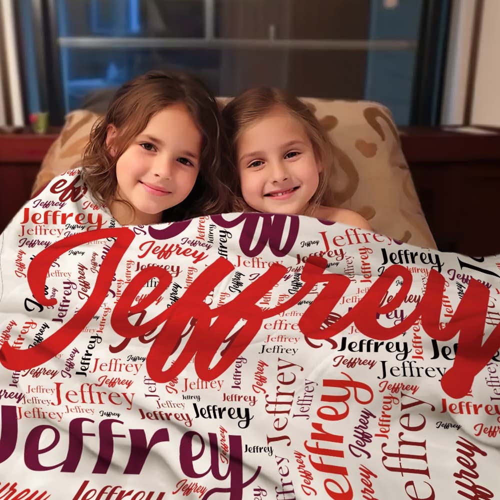 Aangepaste Naam Familie Deken Gepersonaliseerde Word Cloud Art Design Deken Cadeau Voor Familie - SokkenFoto