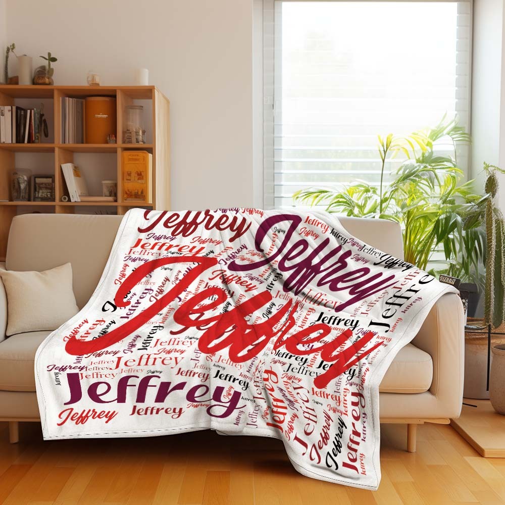 Aangepaste Naam Familie Deken Gepersonaliseerde Word Cloud Art Design Deken Cadeau Voor Familie - SokkenFoto