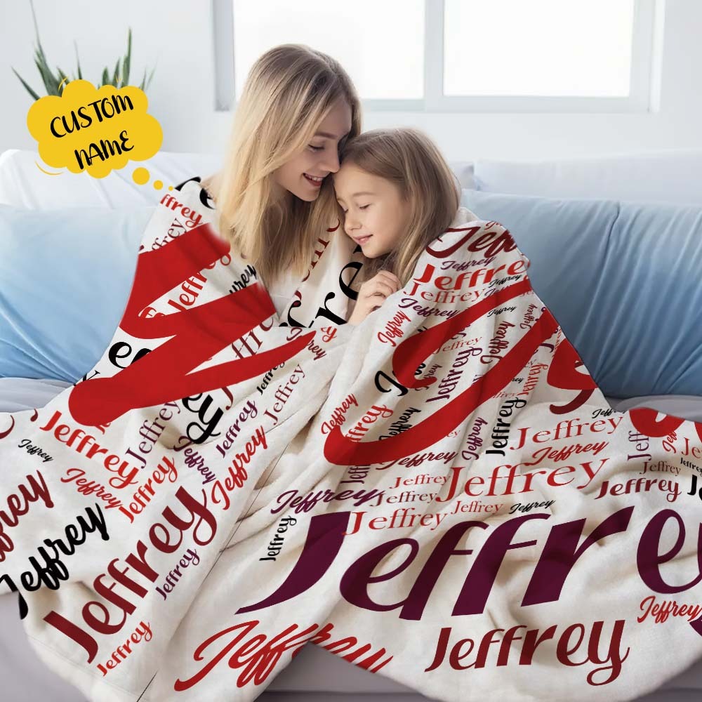 Aangepaste Naam Familie Deken Gepersonaliseerde Word Cloud Art Design Deken Cadeau Voor Familie - SokkenFoto
