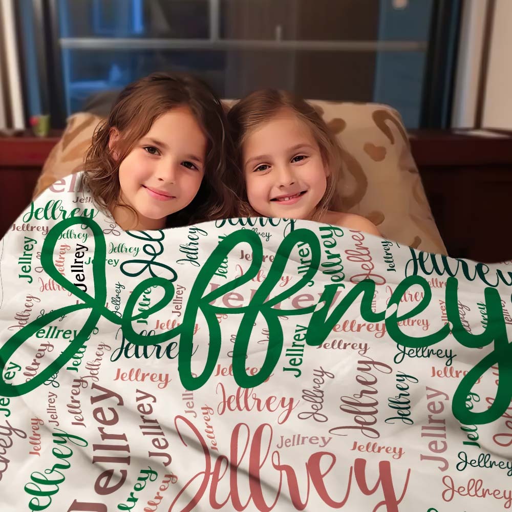 Aangepaste Naam Familie Deken Gepersonaliseerde Word Cloud Art Design Deken Cadeau Voor Familie - SokkenFoto