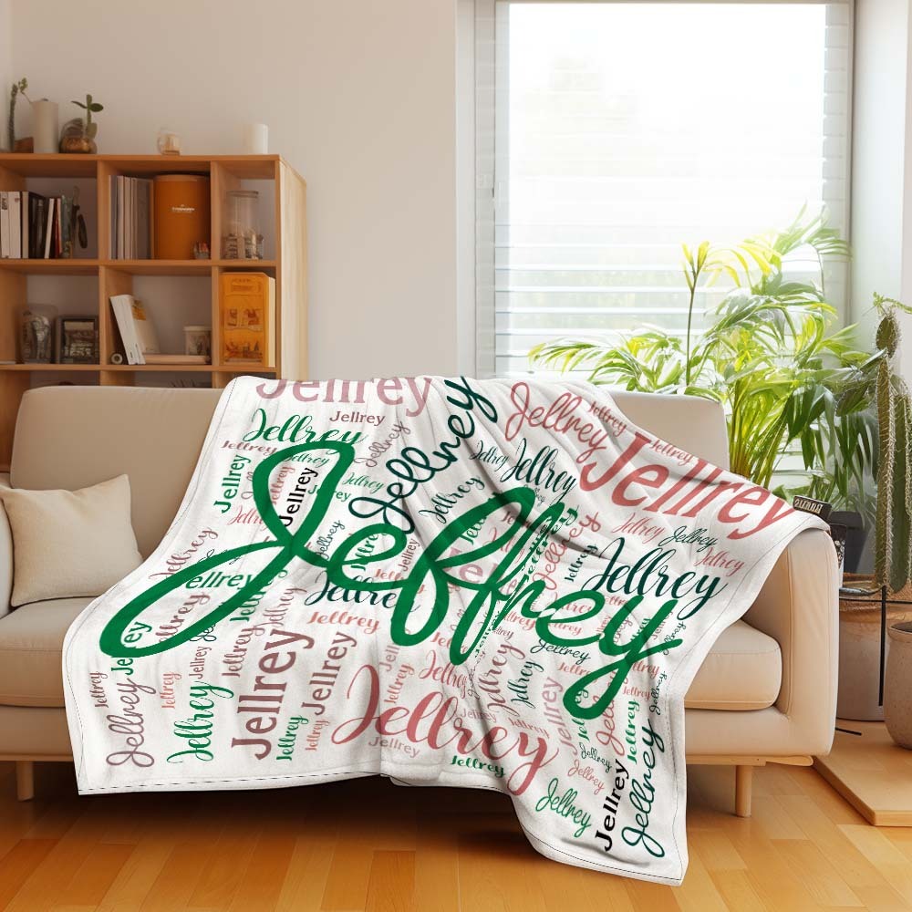 Aangepaste Naam Familie Deken Gepersonaliseerde Word Cloud Art Design Deken Cadeau Voor Familie - SokkenFoto
