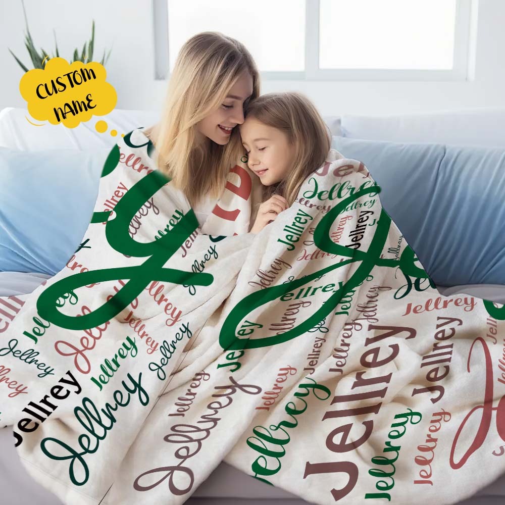 Aangepaste Naam Familie Deken Gepersonaliseerde Word Cloud Art Design Deken Cadeau Voor Familie - SokkenFoto