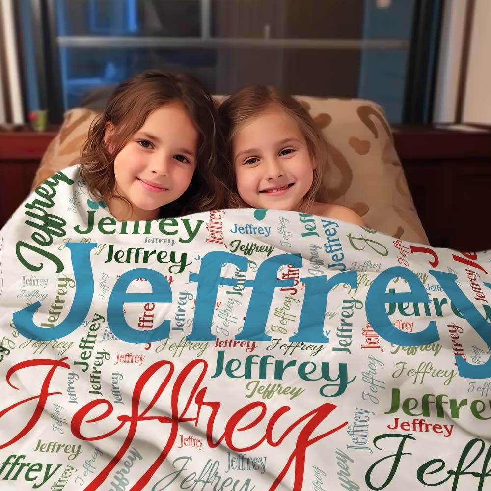 Aangepaste Naam Familie Deken Gepersonaliseerde Word Cloud Art Design Deken Cadeau Voor Familie - SokkenFoto