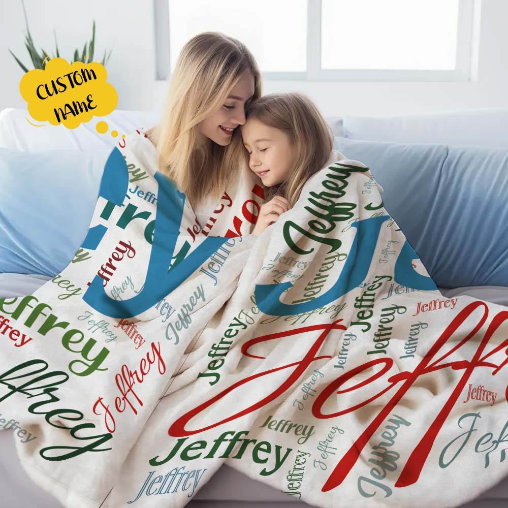 Aangepaste Naam Familie Deken Gepersonaliseerde Word Cloud Art Design Deken Cadeau Voor Familie - SokkenFoto