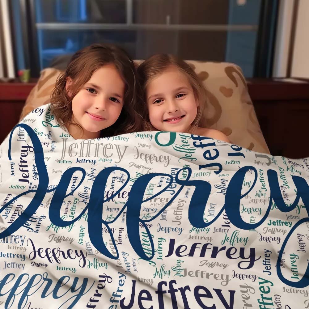 Aangepaste Naam Familie Deken Gepersonaliseerde Word Cloud Art Design Deken Cadeau Voor Familie - SokkenFoto