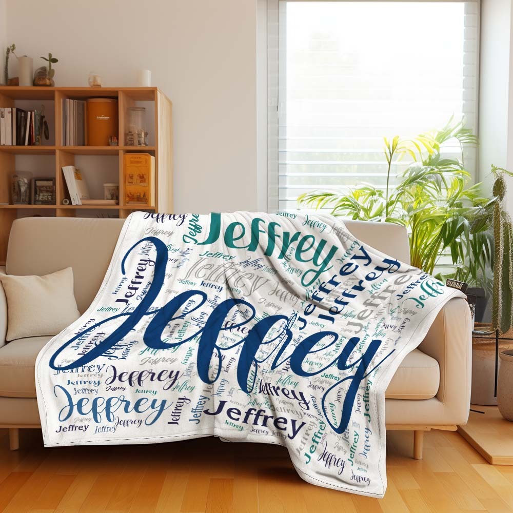 Aangepaste Naam Familie Deken Gepersonaliseerde Word Cloud Art Design Deken Cadeau Voor Familie - SokkenFoto