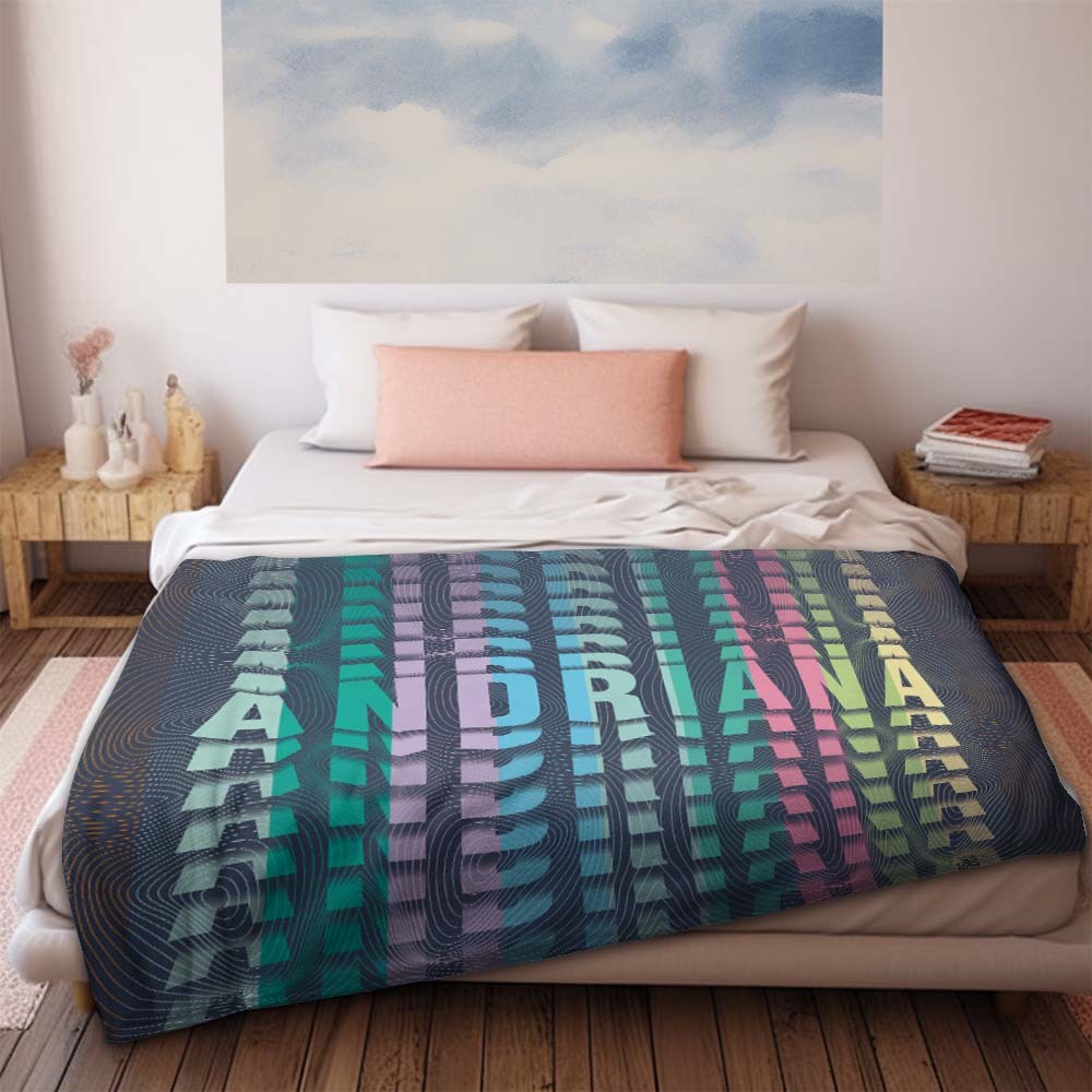Aangepaste Naam Gepersonaliseerde Tekst Veelkleurige Gradiënt Fleece Pluche Deken - SokkenFoto