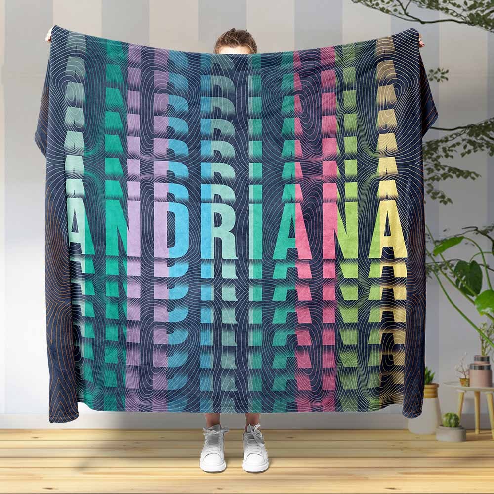 Aangepaste Naam Gepersonaliseerde Tekst Veelkleurige Gradiënt Fleece Pluche Deken - SokkenFoto