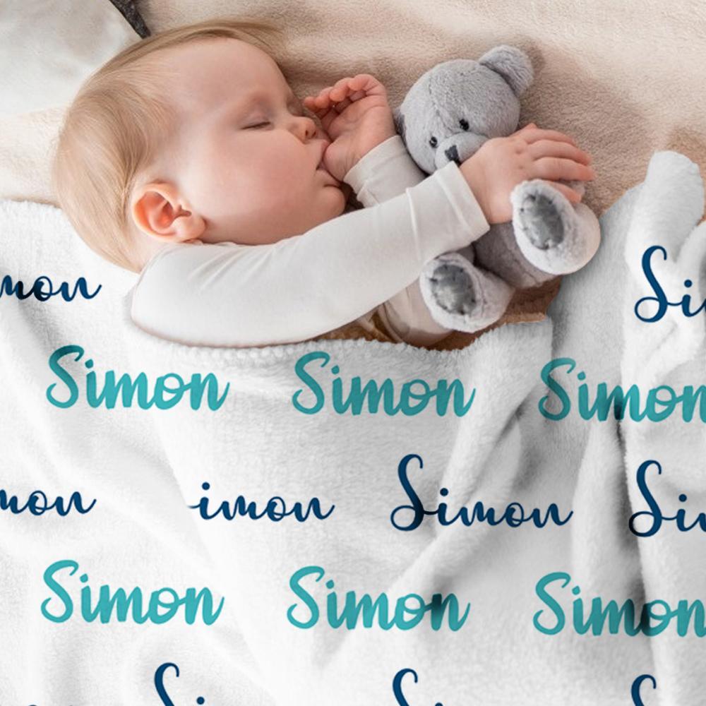 Gepersonaliseerde Babynaam Deken Baby Shower Cadeau Aangepaste Babydeken - SokkenFoto