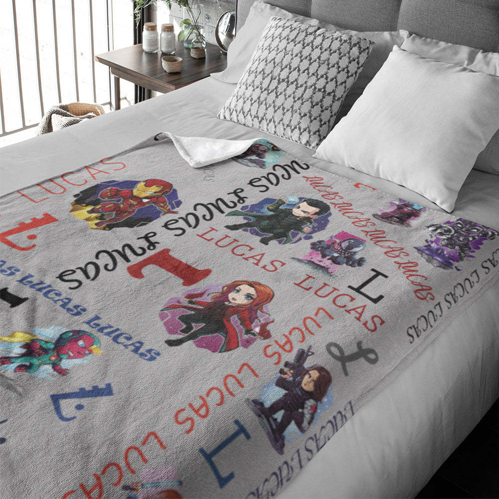 Gepersonaliseerde Super Hero Deken Super Hero Zachte Gezellige Gooi Deken Aangepaste Hero Baby Naam Deken Superheld Gepersonaliseerde Baby Deken - SokkenFoto