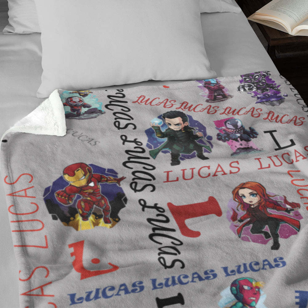 Gepersonaliseerde Super Hero Deken Super Hero Zachte Gezellige Gooi Deken Aangepaste Hero Baby Naam Deken Superheld Gepersonaliseerde Baby Deken - SokkenFoto