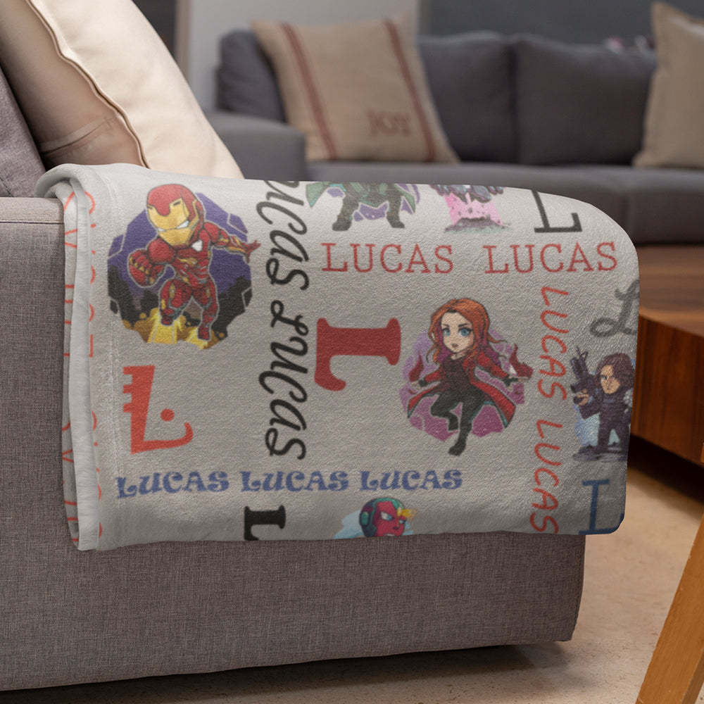Gepersonaliseerde Super Hero Deken Super Hero Zachte Gezellige Gooi Deken Aangepaste Hero Baby Naam Deken Superheld Gepersonaliseerde Baby Deken - SokkenFoto