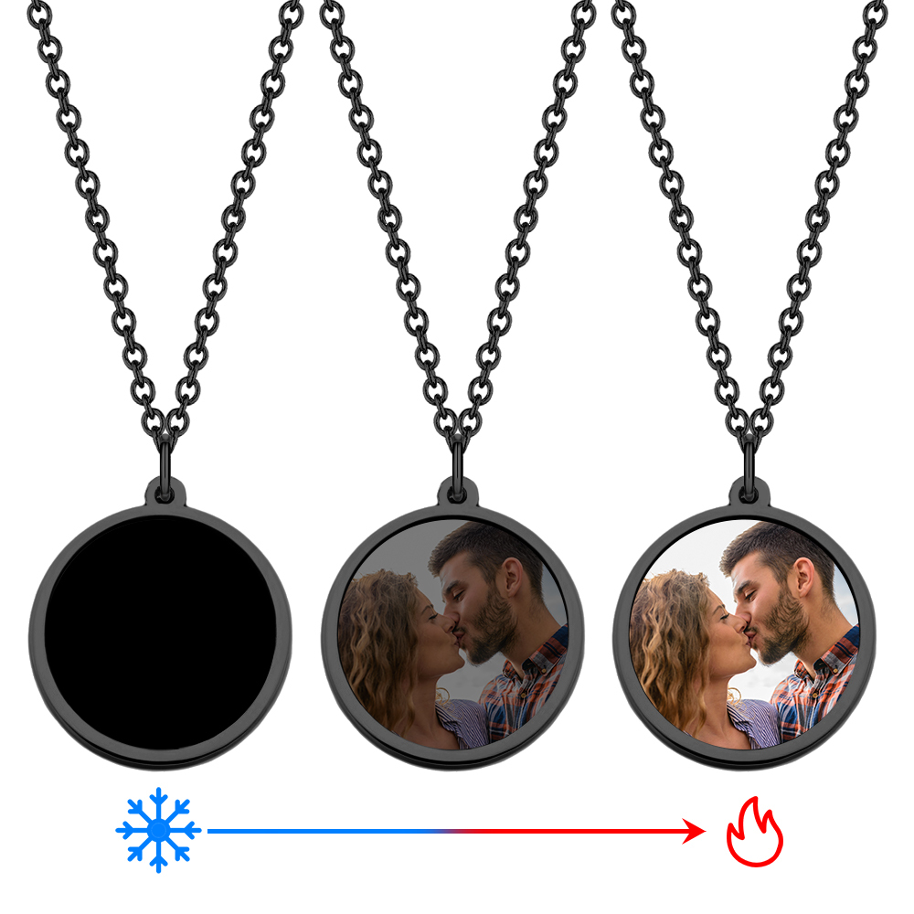 Gepersonaliseerde Foto Temperatuurgevoelige Kleurveranderende Hartketting Fotocadeauketting Voor Geliefde - SokkenFoto