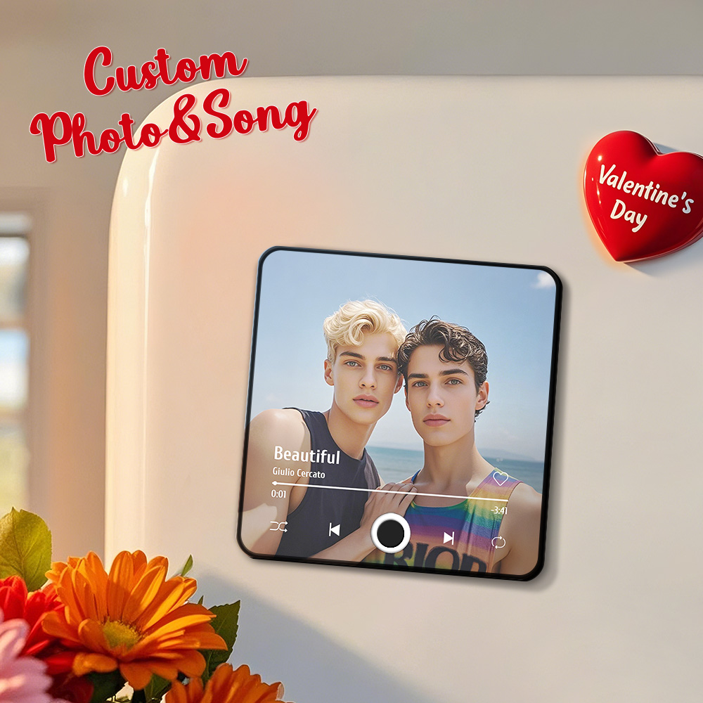 Gepersonaliseerde Fotoalbum Koelkastmagneet Muziek Muur Fotosticker Muziekbeweging Die Kan Worden Afgespeeld Zonder Mobiele Telefoon Muziek Koelkastmagneet Pro Kan Liedjes Afspelen Valentijnscadeau LGBT