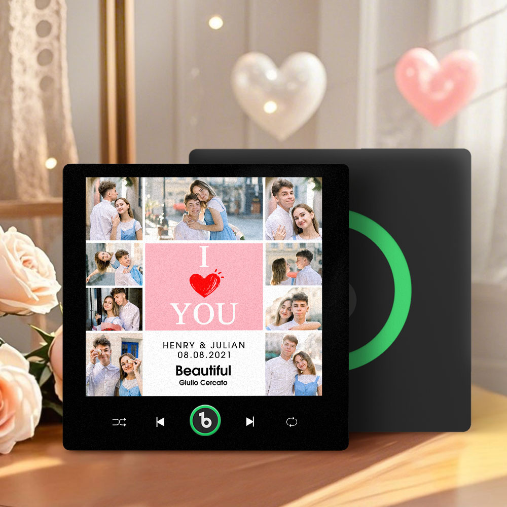 Gepersonaliseerde Muziekkoelkastmagneet Ik Hou Van Jou Datum En Naam Muziekalbum Koelkastmagneet Fotomuziekmuur Fotosticker Muziekbeweging Die Gespeeld Kan Worden Cadeau-idee - SokkenFoto