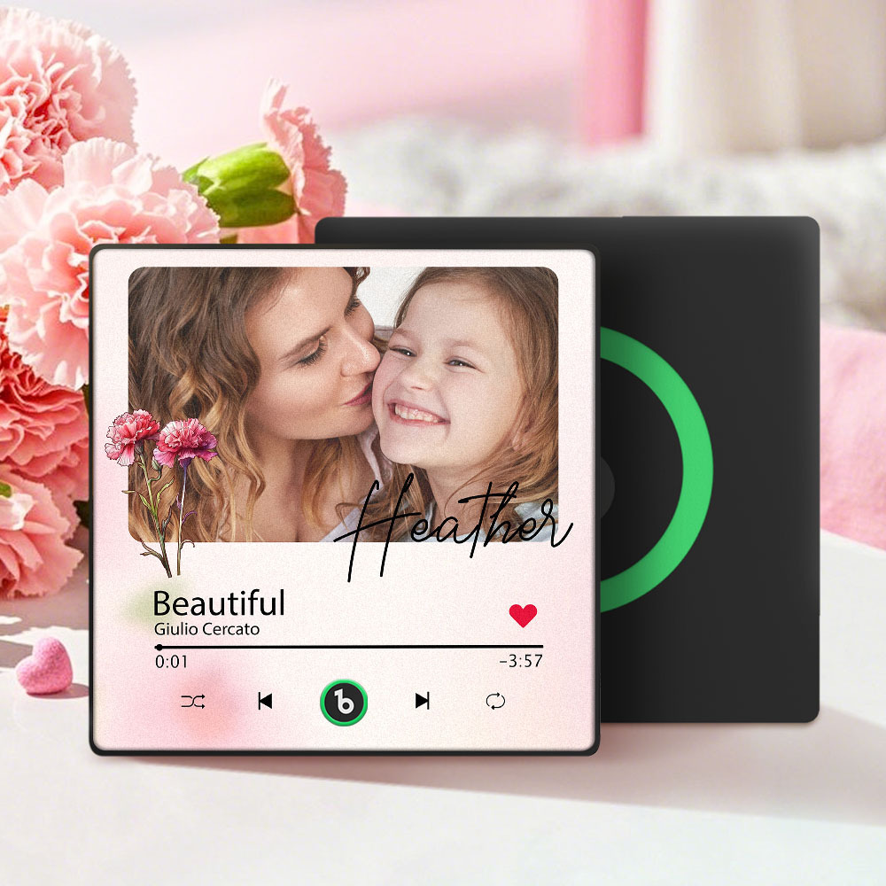 Gepersonaliseerde Moederdag Muziek Koelkastmagneet Met Bloemengezicht En Tekst, Gepersonaliseerd Fotolijstje Als Cadeau Voor Moeder