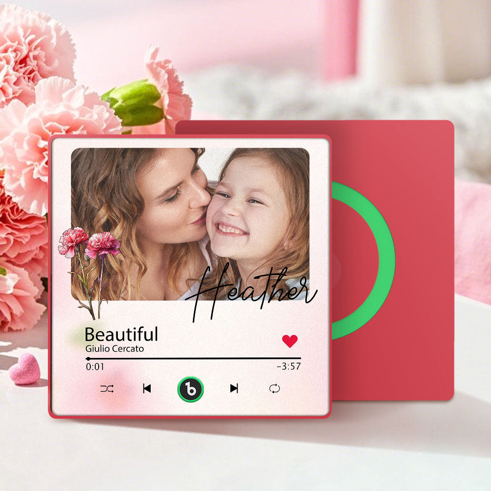 Gepersonaliseerde Moederdag Muziek Koelkastmagneet Met Bloemengezicht En Tekst, Gepersonaliseerd Fotolijstje Als Cadeau Voor Moeder