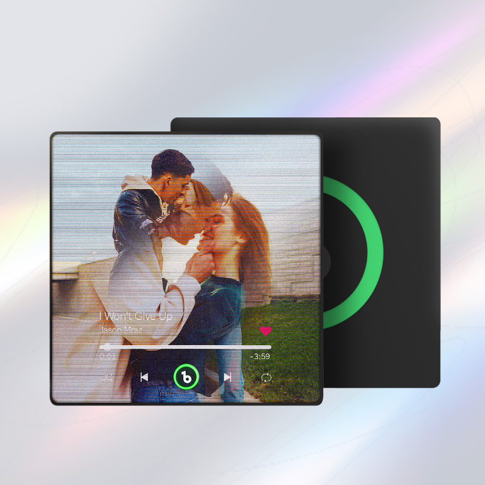 Gepersonaliseerde Lenticulaire Flipmuziekkoelkastmagneet Met 2 Foto's In 1 Album, Koelkastmagneet Voor Vaderdag