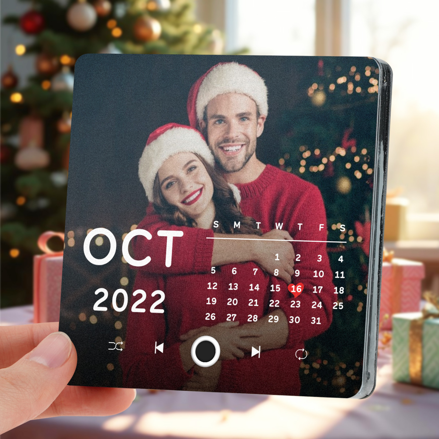 Gepersonaliseerde Fotokalender Muziek Koelkastmagneet Jubileumcadeau Aangepaste Muziekmagneten Kunnen Liedjes Kerstcadeaus Afspelen - SokkenFoto