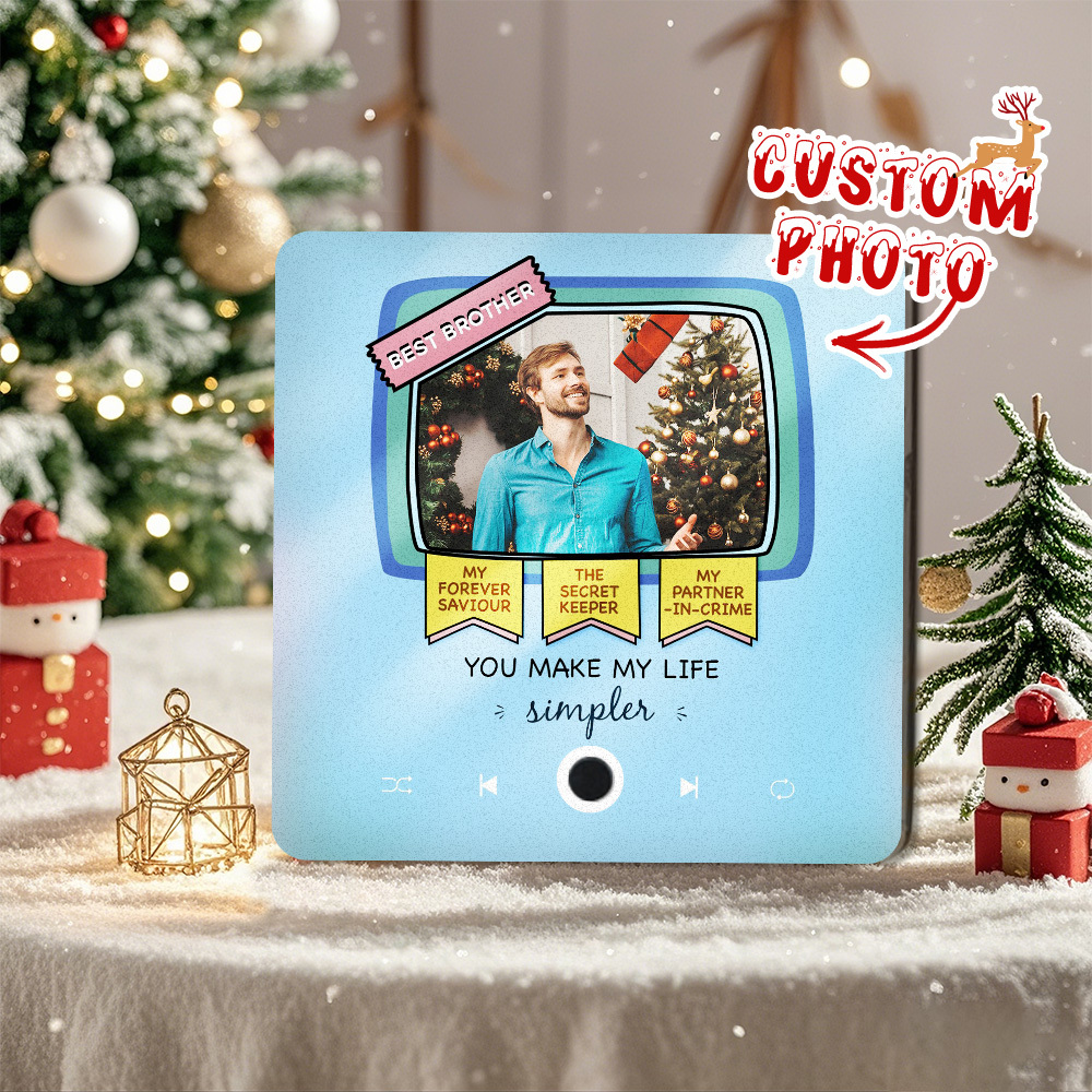 Gepersonaliseerde Muziek Koelkastmagneet Kerstcadeau Voor Broers Aangepaste Muziekmagneten Kunnen Liedjes Afspelen - SokkenFoto