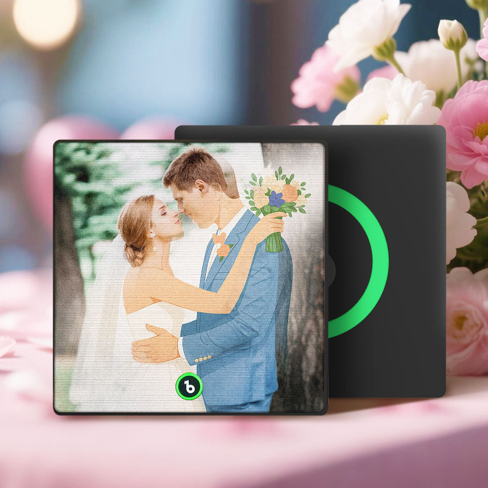 Aangepaste Fotoportret Lenticulaire Muziek Koelkastmagneet Gepersonaliseerd Cadeau - SokkenFoto