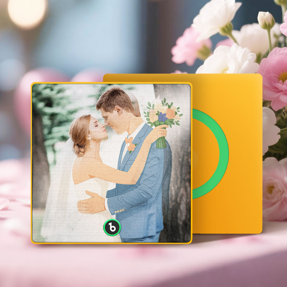 Aangepaste Fotoportret Lenticulaire Muziek Koelkastmagneet Gepersonaliseerd Cadeau - SokkenFoto