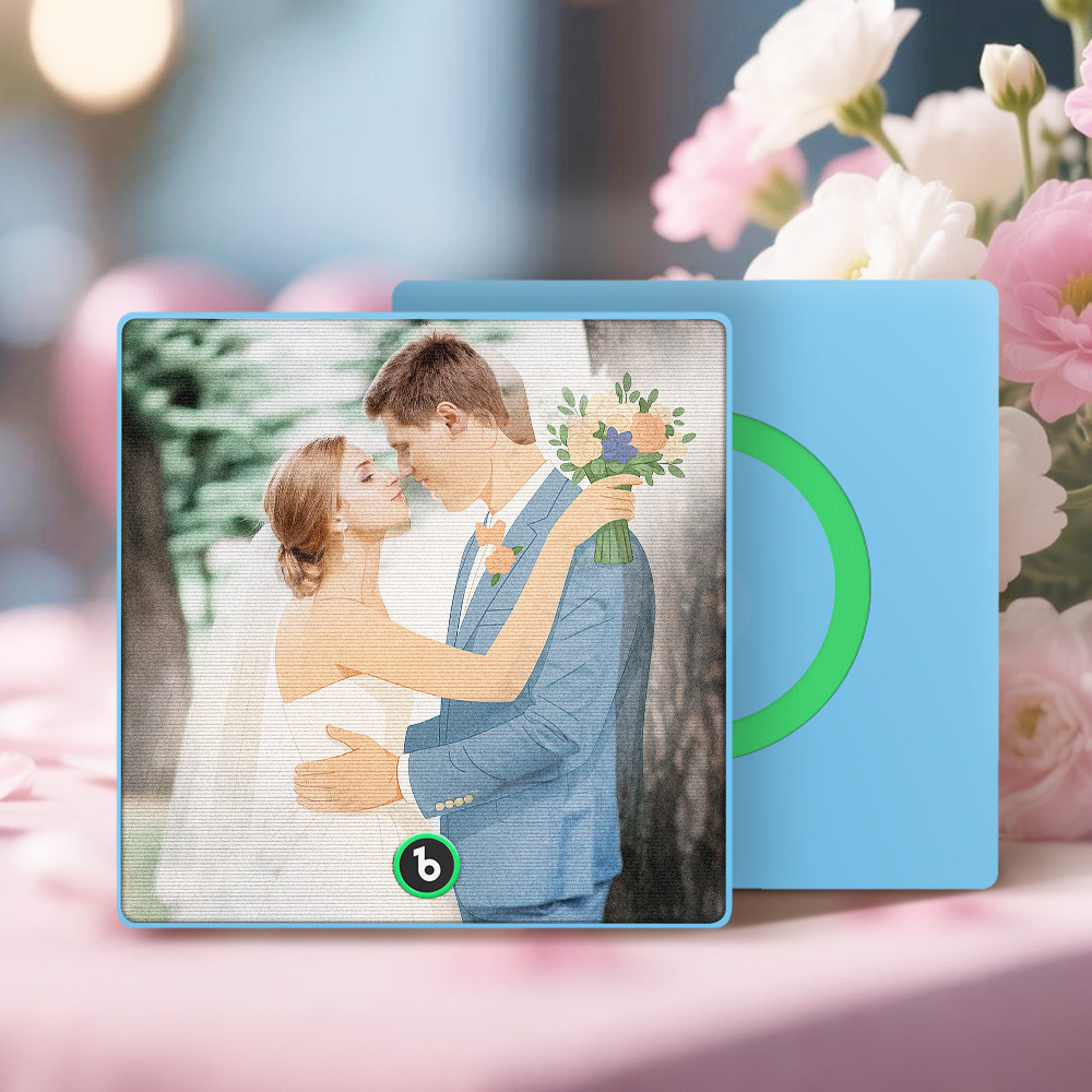 Aangepaste Fotoportret Lenticulaire Muziek Koelkastmagneet Gepersonaliseerd Cadeau - SokkenFoto