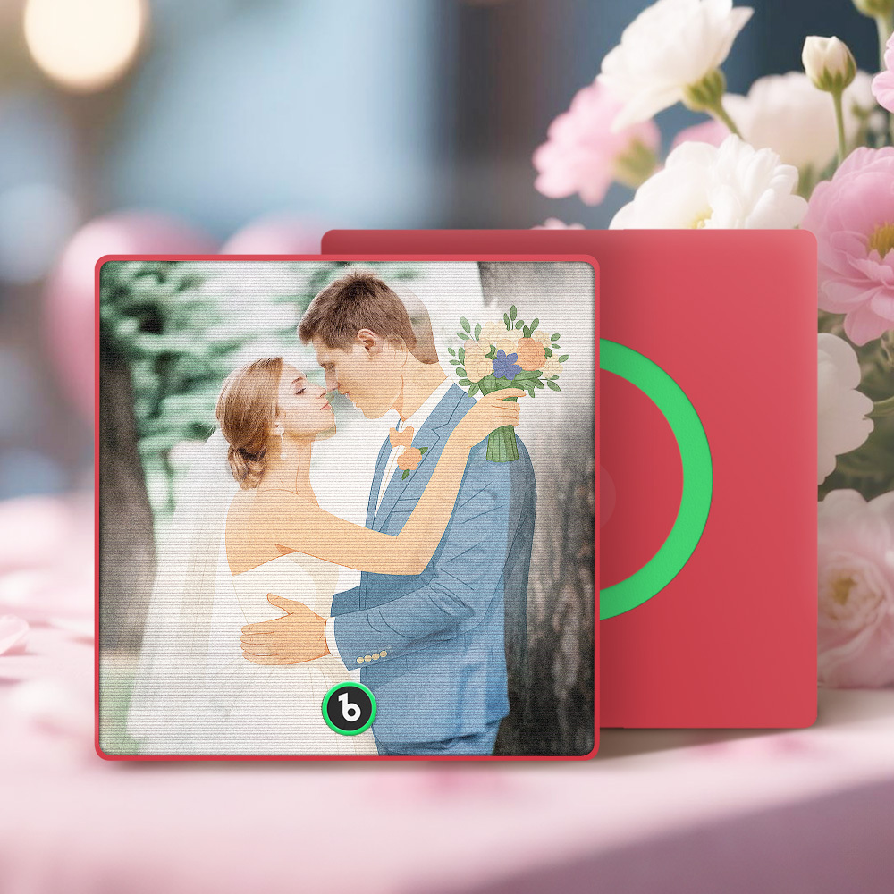 Aangepaste Fotoportret Lenticulaire Muziek Koelkastmagneet Gepersonaliseerd Cadeau - SokkenFoto