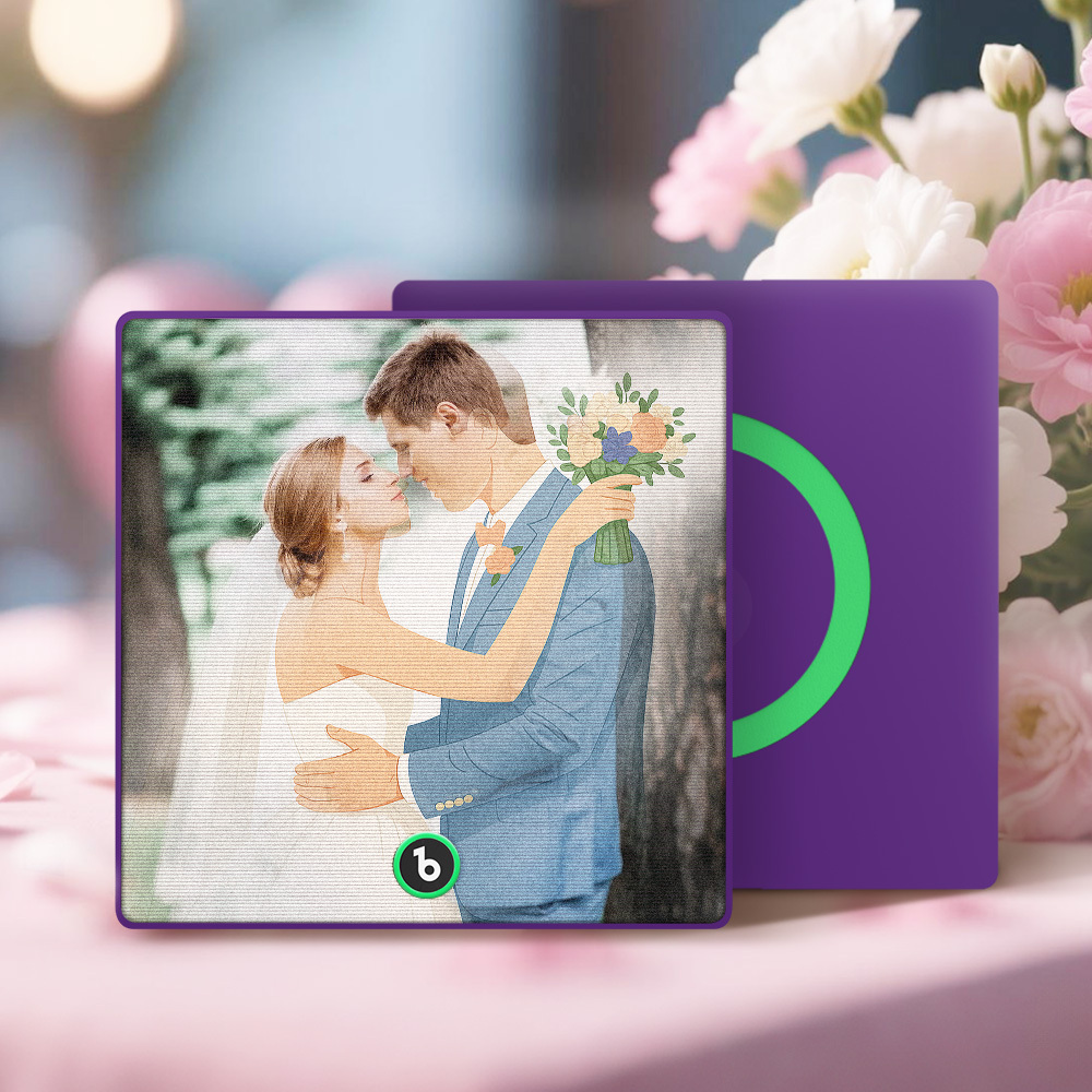 Aangepaste Fotoportret Lenticulaire Muziek Koelkastmagneet Gepersonaliseerd Cadeau - SokkenFoto